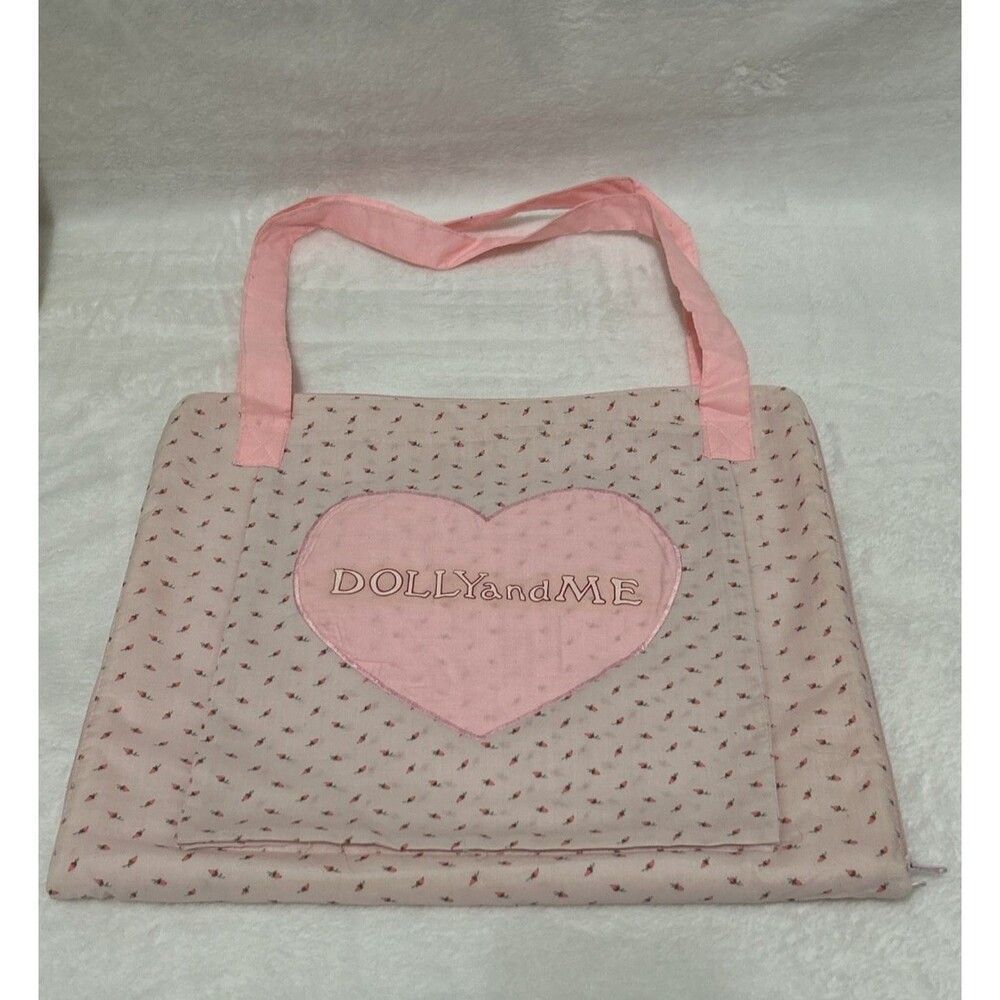 Vtg Dolly And Me Sleepover Bag Pink Floral Dolls Up To 18” Embroidered